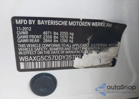 2013 BMW 528I from USA, damaged, VIN WBAXG5C57DDY35703